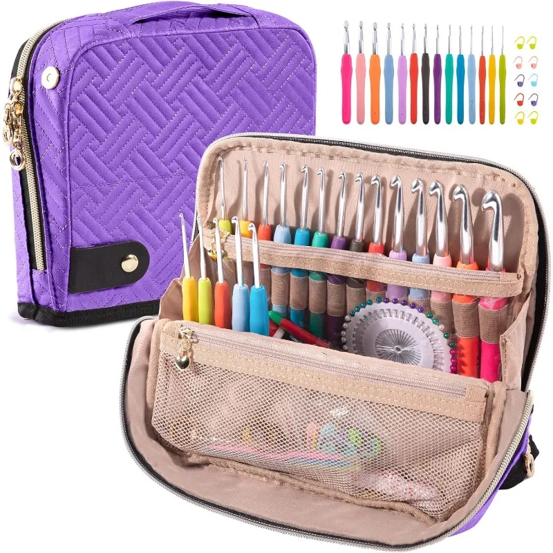 

Hook Case with 14 Size Hooks Set 2mm(B)-10mm(N) Ergonomic Hooks with Case Stand Up - C