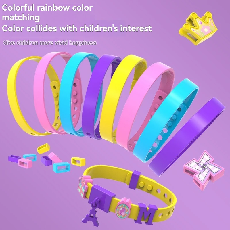 Nova pulseira de contas infantil divertida para meninas, bolsa de material artesanal diy para meninas de 3 anos ou mais brinquedo educacional infantil