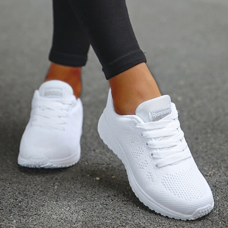 Breathable 2024 New Fashion Sneakers For Women Walking Soft Sneakers Women Mesh Fabric Lace Up Female Footwear Shoes For Women