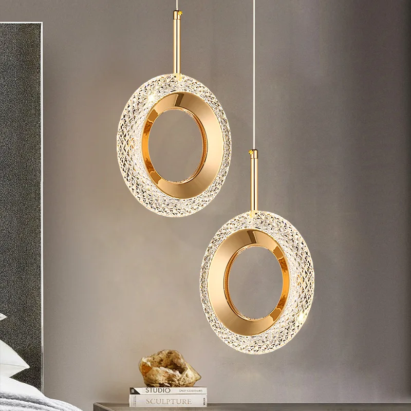 Modern Rings LED Acylic Pendant Lamp Home Indoor Decor Hanging Chandeliers Lighting Dining Room Kitchen Bar Bedside Lights Gold