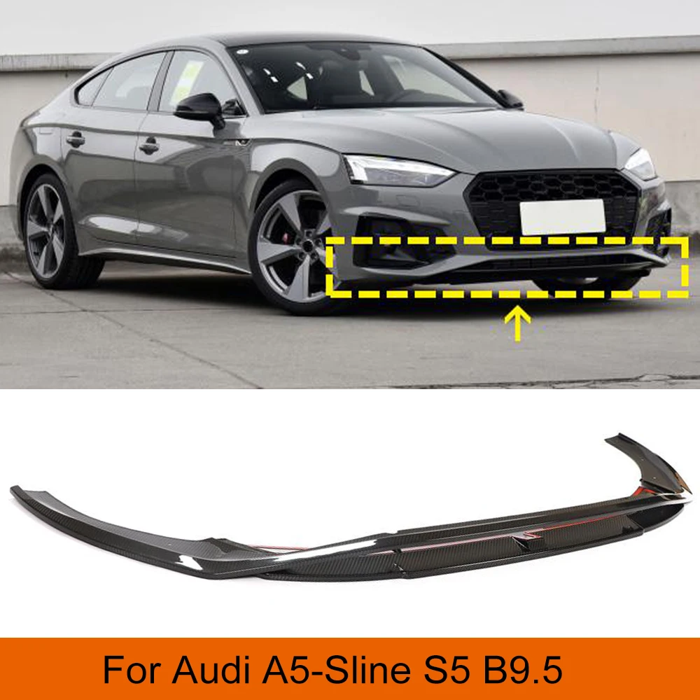 

Carbon Fiber Front Bumper Lip Splitters for Audi S5 A5 Sline B9.5 2021-2023 Carbon Fiber Front Bumper Lip Spoiler Splitter Guard