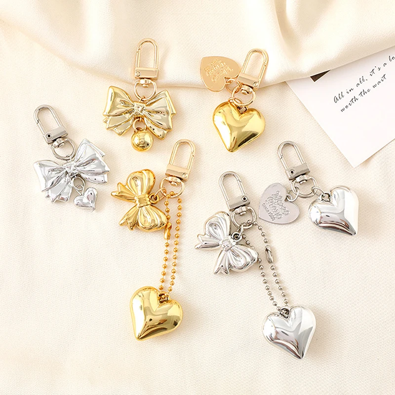 Y2K Bow Keychain Delicate Metal Bowknot Key Ring Fashion Car Key Holder Handbag Decoration Pendant Accessories Gifts