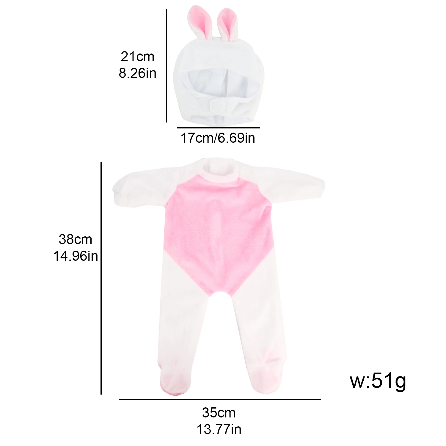 Rabbit Clothes Set For 18 Inches American Dolls Cute Jumpsuits+Hat Clothing Suit Outfit For 43cm Baby New Born&OG Girl Dolls Toy