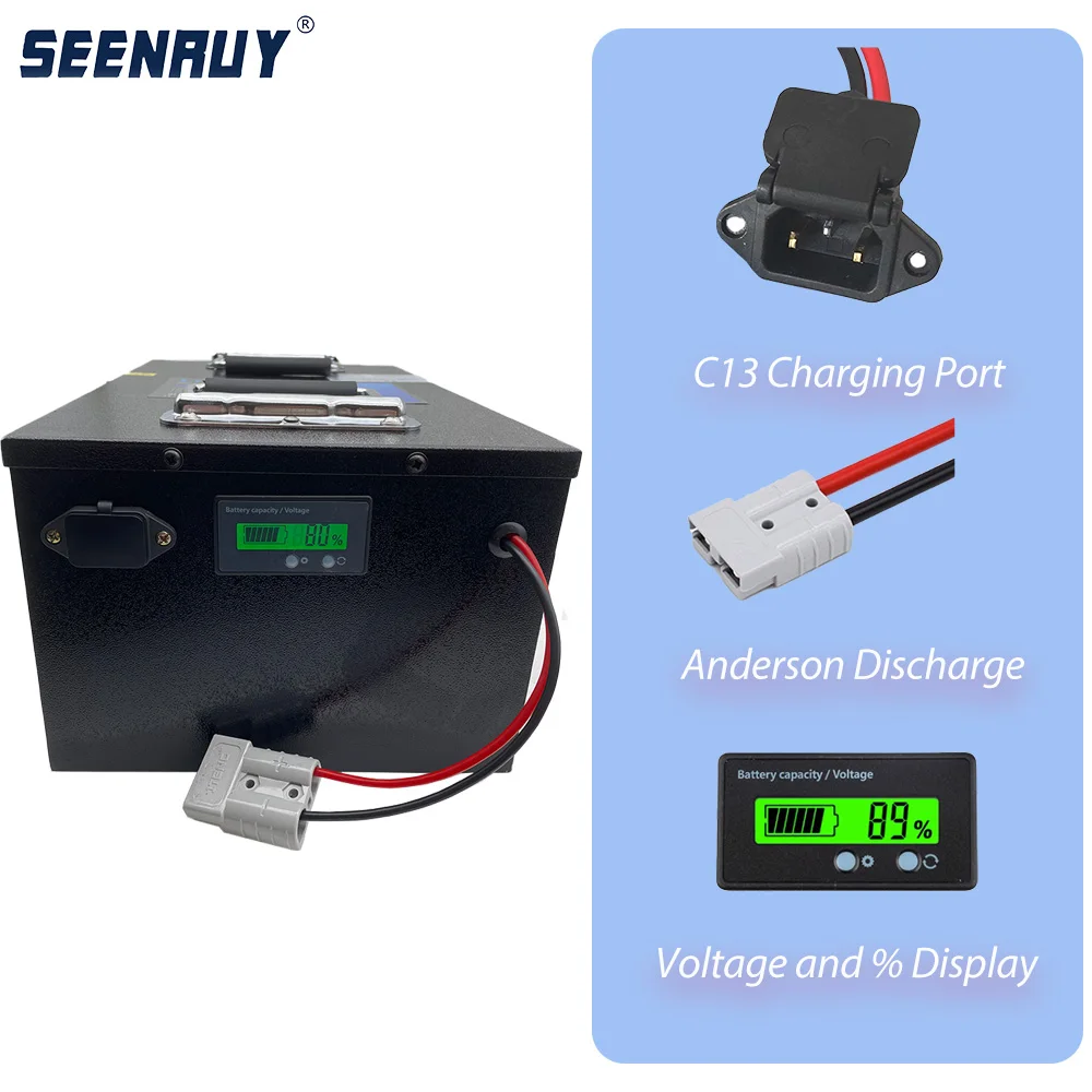 Imagem -02 - Seenruy-bloco da Bateria de Lítio para o Trotinette e a Motocicleta Bluetooth Incorporado Bms Bicicleta Elétrica Lifepo4 48v 72v 30ah 2000w 3000w