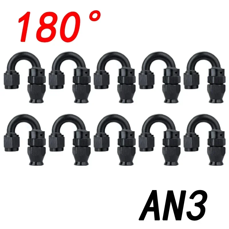 10x Universele Rechte 0 45 90 180 Graden AN3 AN4 AN6 AN8 AN10 AN12 Slanguiteinde Fitting Slang Adapter Voor Swivel PTFE Olie Brandstofleiding