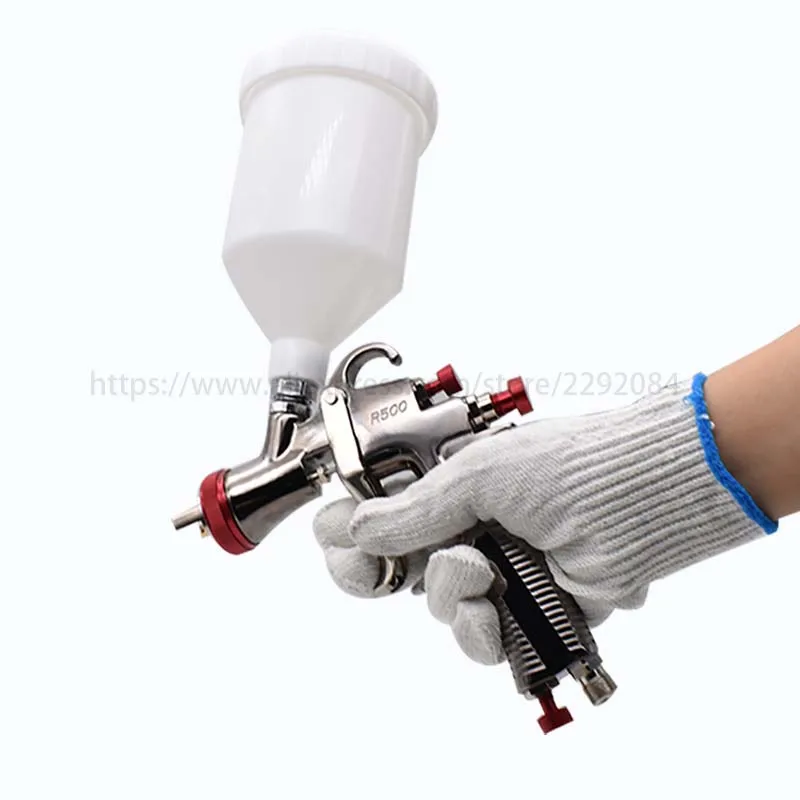 LVLP R500 Spray Gun and Air Regulator Gauge Oil-Water Separator Filter 600CC 1.3/1.5/1.7/2.0mm Nozzle Spray Gun Paint