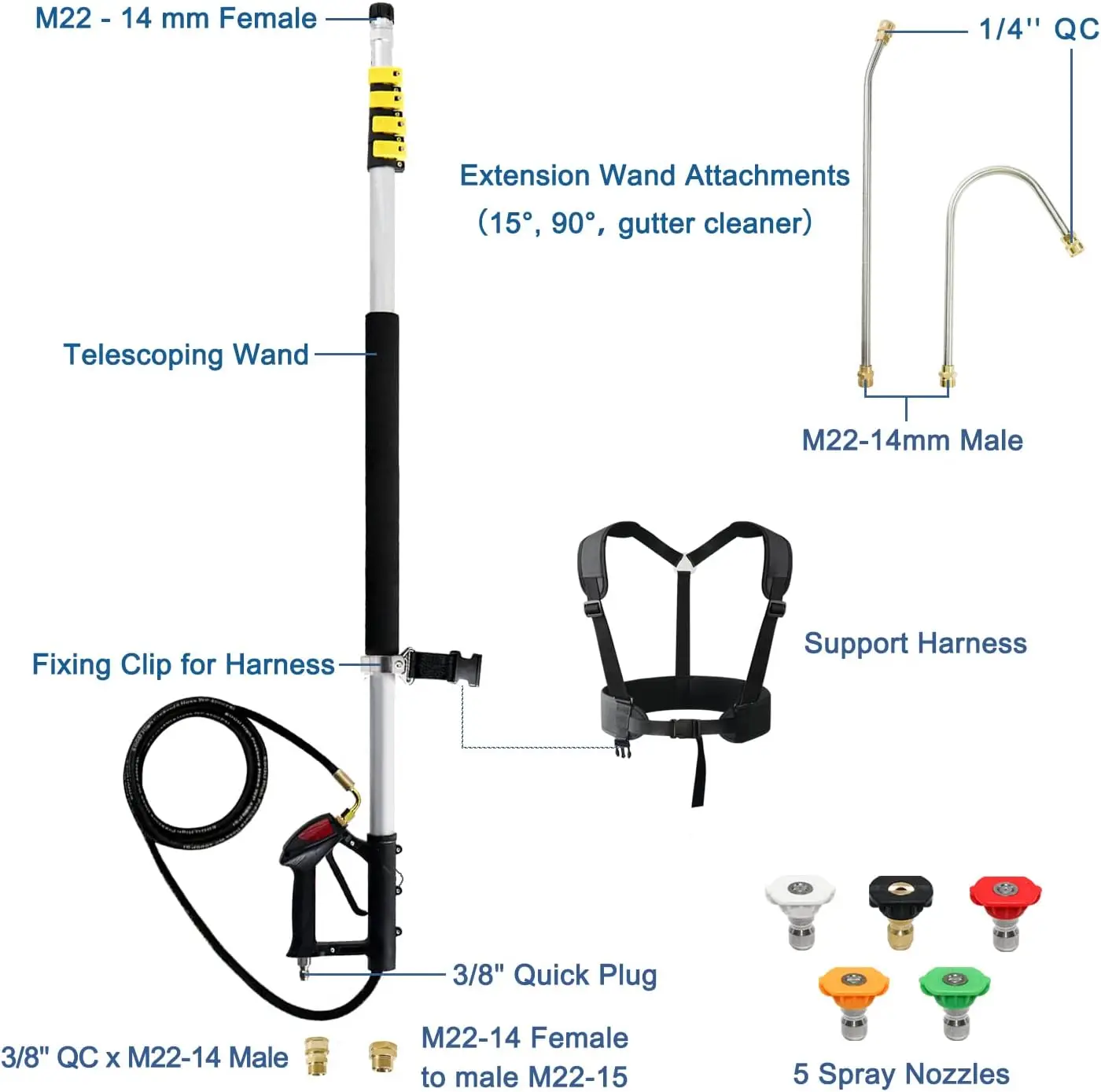 Imagem -05 - Telescoping Pressure Wand Wand com Pressure Washer Extension Gutter Cleaner Attachment Alumínio 24 Pés