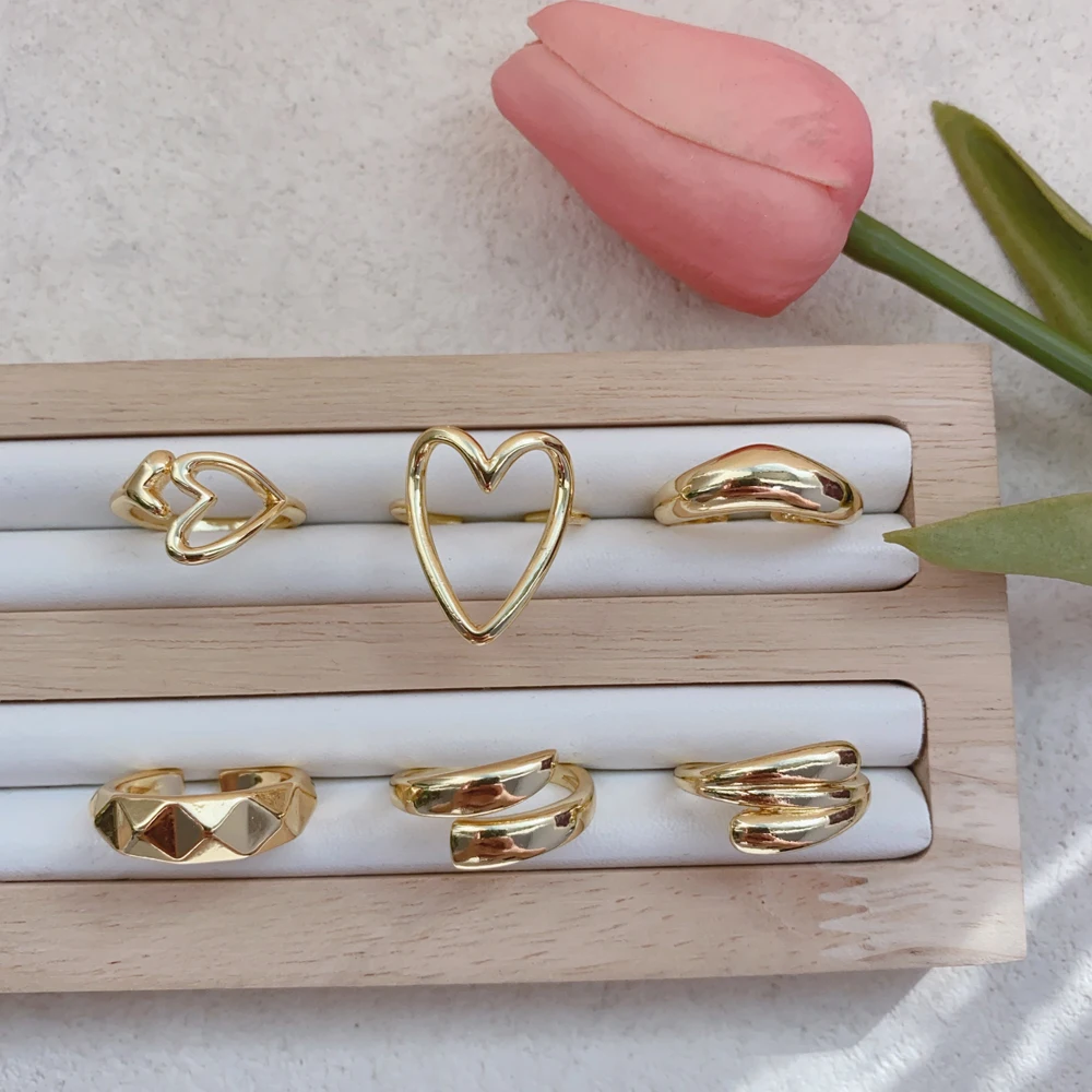 خواتم عصرية عالية الجودة للبيع بالجملة خواتم نحاسية مطلية بالذهب عيار 18 قيراط للارتداء اليومي للنساء #1