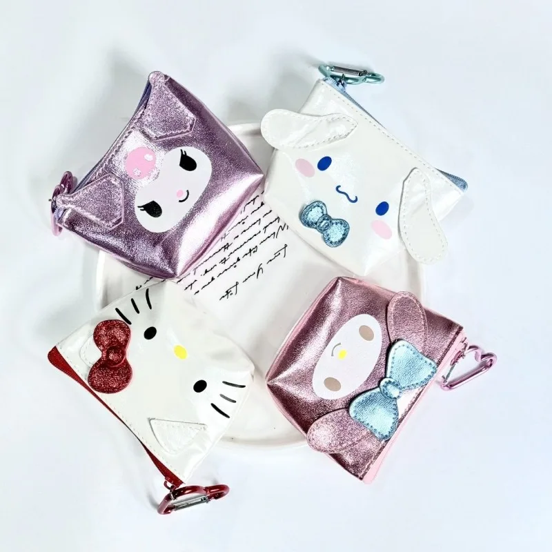 Sanrio New Hello Kitty Kuromi My Melody Cinnamoroll Kawaii Anime Cartoon Coin Purse Short Style Sense of Luxury Headphone Bag