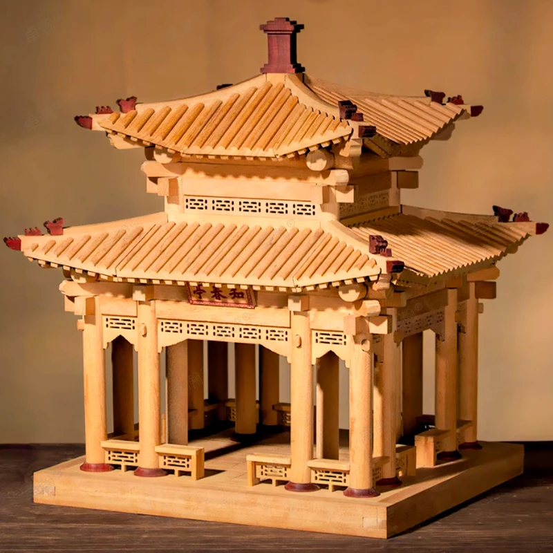 Chinese ancient Chinese architecture tenon and mortise structure building all solid wood bucket arch toy Forbidden