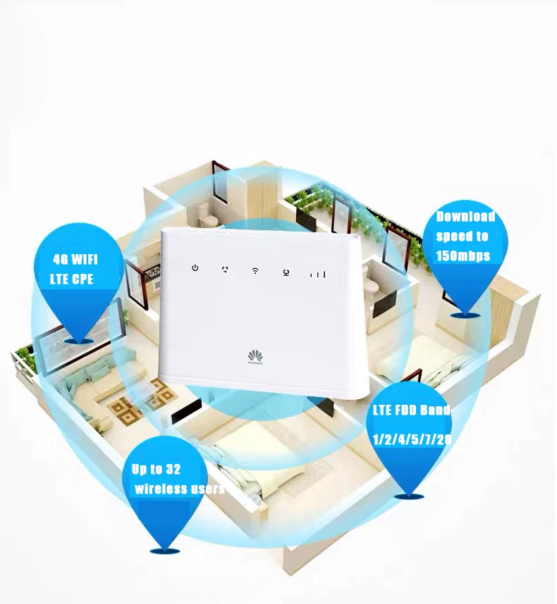 Imagem -04 - Roteador sem Fio Desbloqueio Original 150mbps 4g Lte Mais Seguro Suporte Pcs Antena Huawei-b310s518