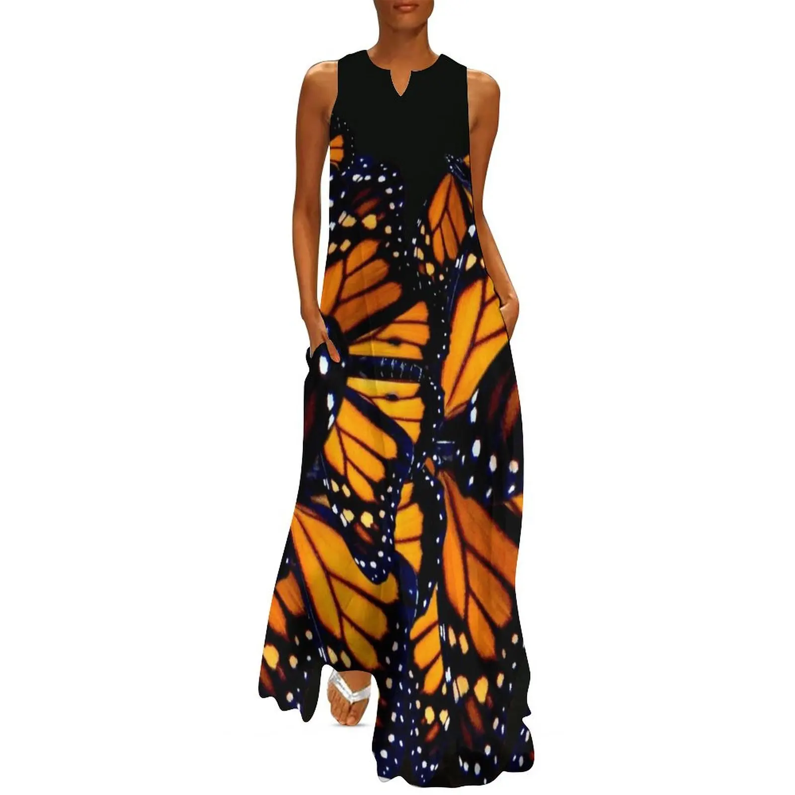 

Monarch butterfly wing pattern Long Dress women's clothing trend 2025 elegant dress