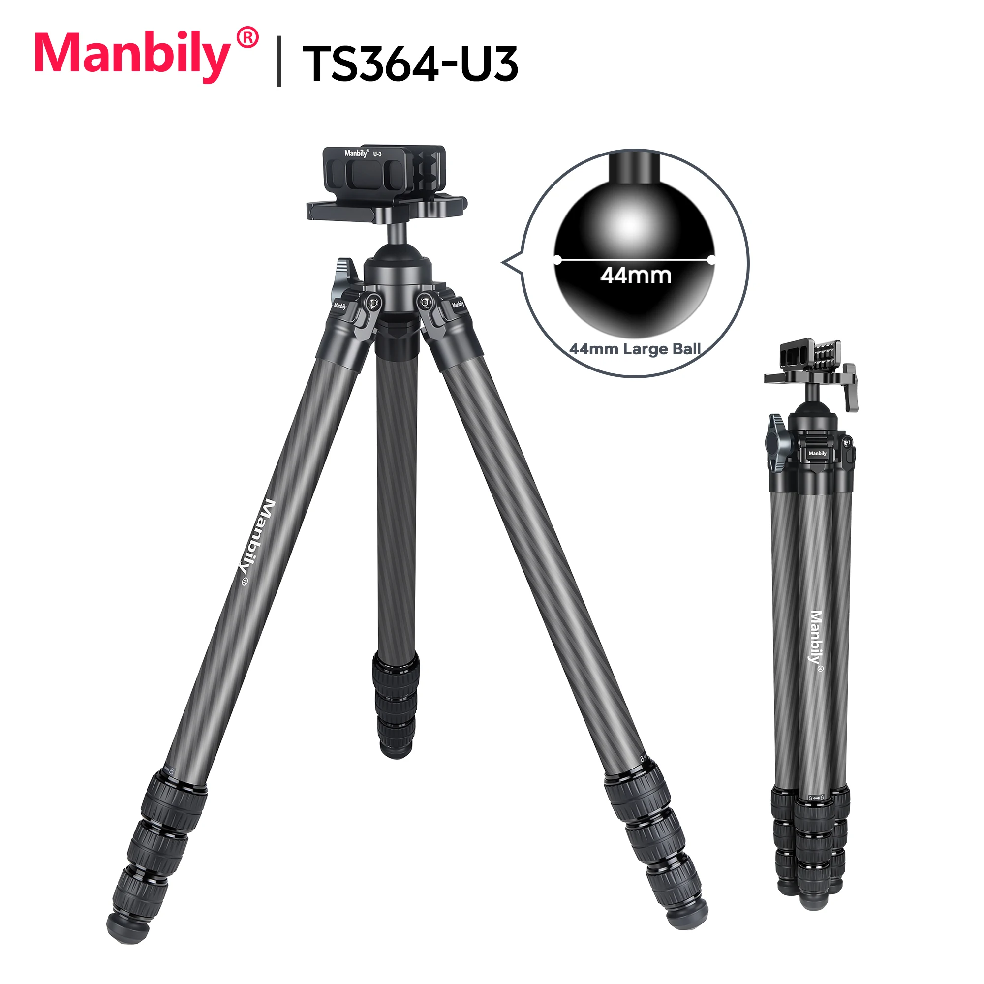 

Manbily TS-364U3 Carbon Fiber Tripod For Precision Shooting Heavy Duty Hunting Tripod With Saddle Mount Clamp