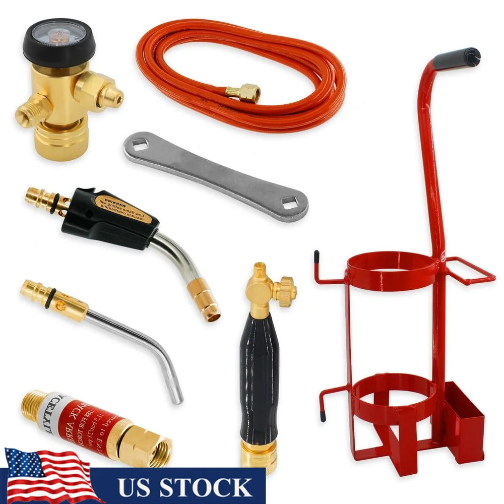 Professional Series Air Acetylene Torch Kit with MC Size Tanks Self-Lighting Tips Tote Regulator Hose Handle Case Durable Metal