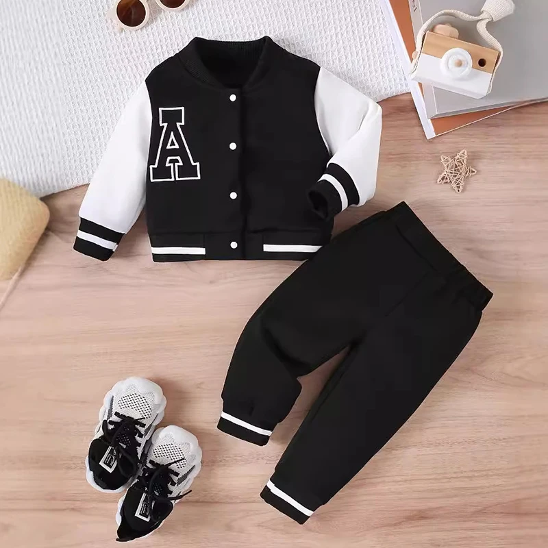 6 Months+3 Years Old Baby Boy Clothing Sets Spring Autumn Fashion Alphabet Coat + Pants 2Pcs Toddler Boys Suits New Kids Clothes