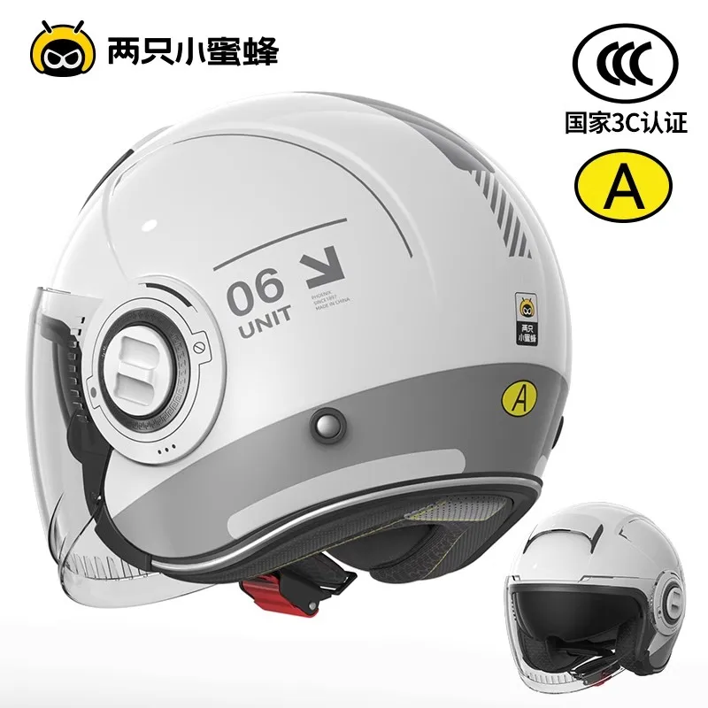 

BIBEE Electric Bike Retro Helmets Breathable Motorcycle Open Face 3C Helmet Men Women Dual Lenses Jet Scooter 3/4 helmets