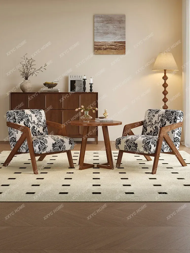 AA single sofa chair hotel B&B living room balcony high-end solid wood lounge chair