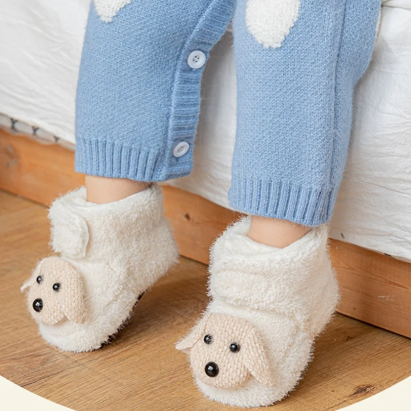 Newborn Baby Floor Shoes Winter Warm Toddler Shoes Cute Puppy Home Indoor Anti-slip Socks Multicolor Boy Girl