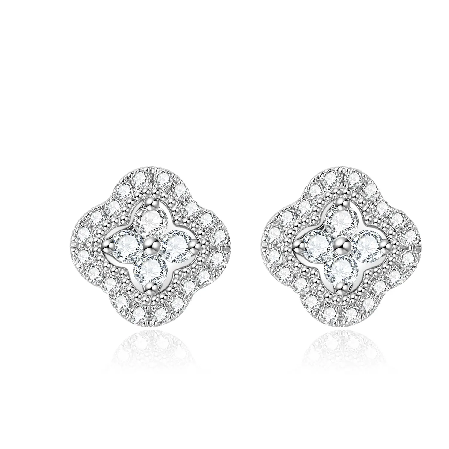 

NGIC/NGTC Certificated 18K White Gold Lab Grown Diamond Flower Stud Earrings Fine Jewelry Wedding Anniversary Earrings