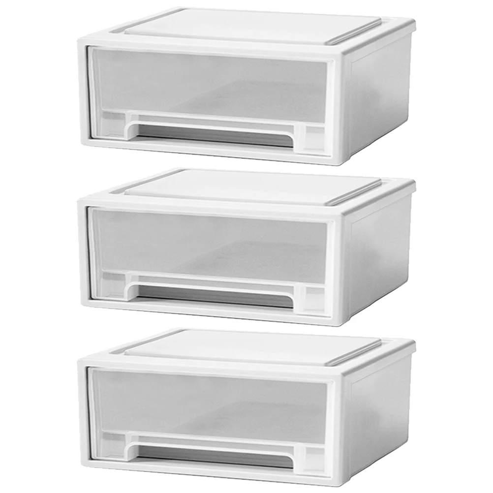 1 set Three Layer Drawer Storage Box White Vertical Large Capacity Desktop Organizers Stackable PP Material Plastic Container