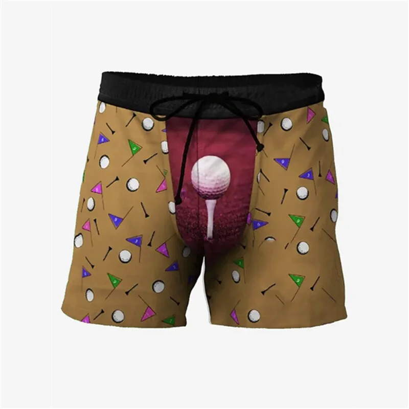 Funny Golf Ball Pattern Beach Short For Men Fashion Personalization 3D Printed Summer Short Pants Street Catch Eyes Swim Trunks