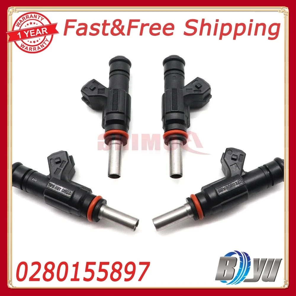 

Set of 4 Fuel Injectors 0280155897 For Volkswagen 1.8L Turbo 2000-2001 852-12176