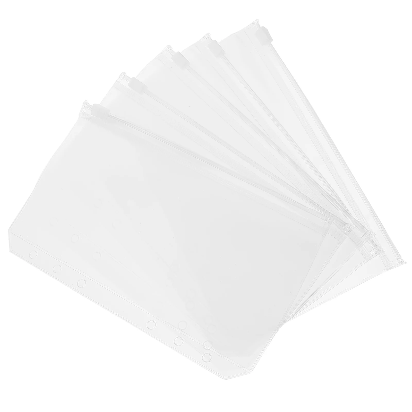 

Loose Leaf Zipper Bag PVC Pouch Folders Binder Document Filing 6 Holes Pockets Bags A6 Clear Storage Tickets Coins Invoices