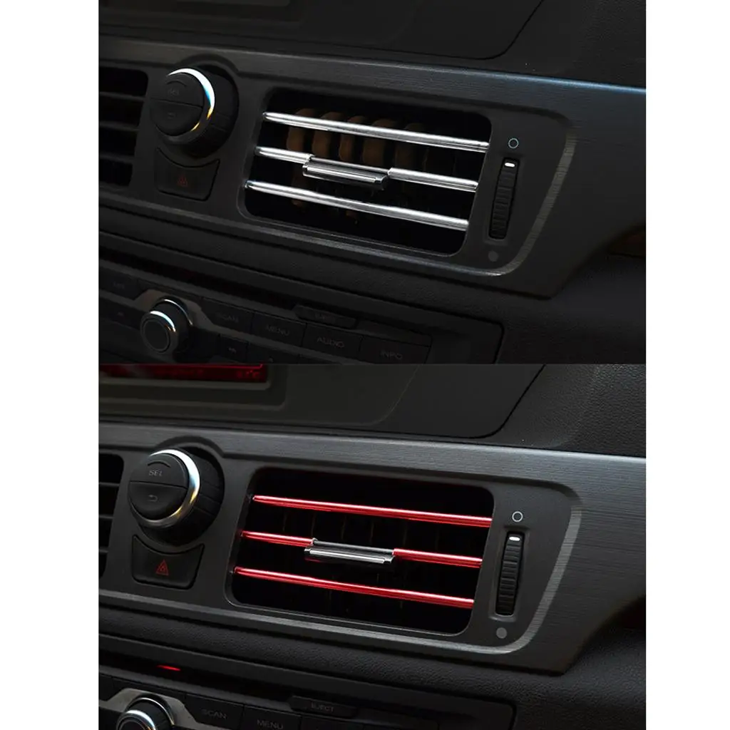 Car AC Outlet Decorative Strip U Shaped Air Vent Trim PVC Car Chrome Strip for Universal Car Interior Use
