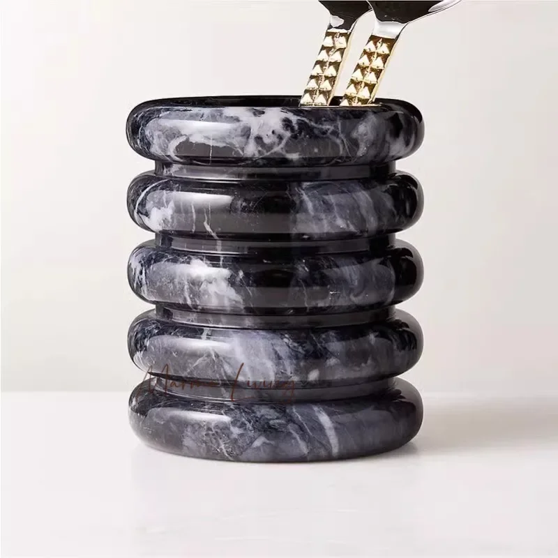 British Designer Natural Marble Wine Chiller Bucket Champagne Beer Ice Bucket Wine Bottle Cooler Chiller Stone Vase Home Decor