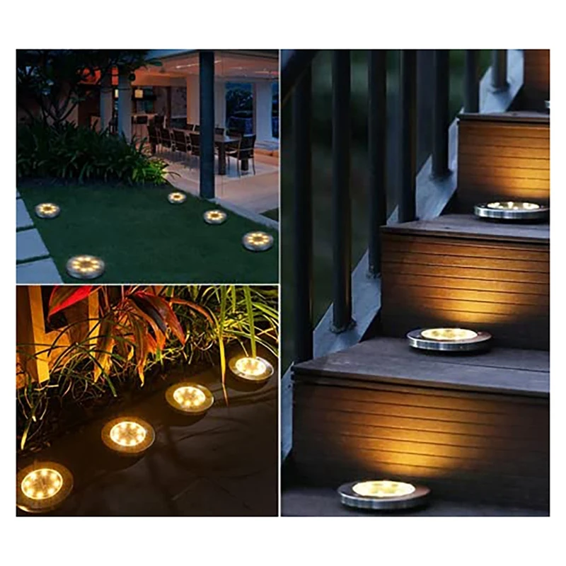 Solar Ground Lights LED Solar Lights Outdoor Waterproof Solar Garden Lights For Patio Lawn Pathway Path Yard Landscape Black + S