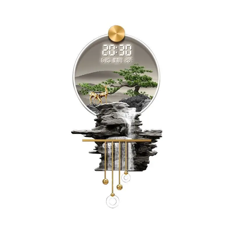

Flowing water makes money, entrance perpetual calendar electronic clock, new welcome pine, living room calendar time display