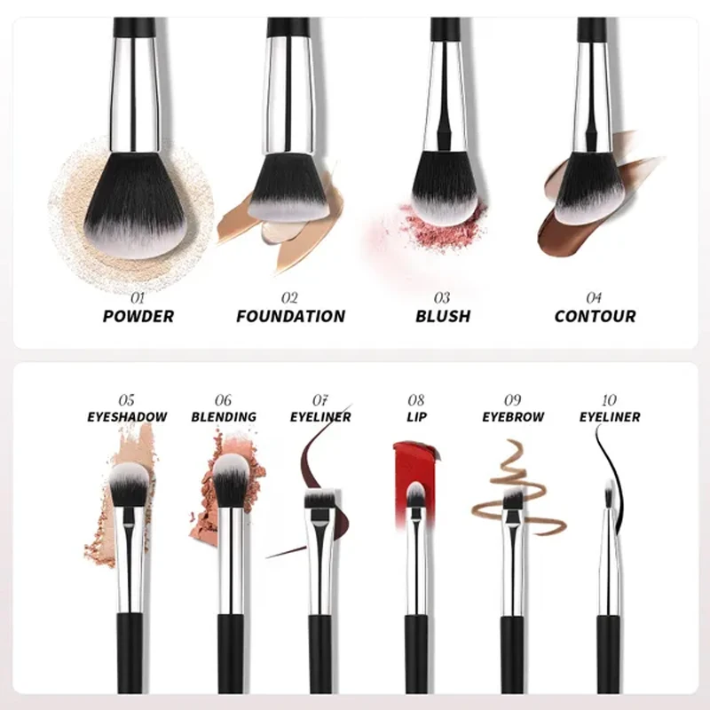 DUcare Makeup Brushes Set Professional 10pcs Eyeshadow Make Up Brush Blush Foundation for Makeup Blending Cosmetic Tool With Bag