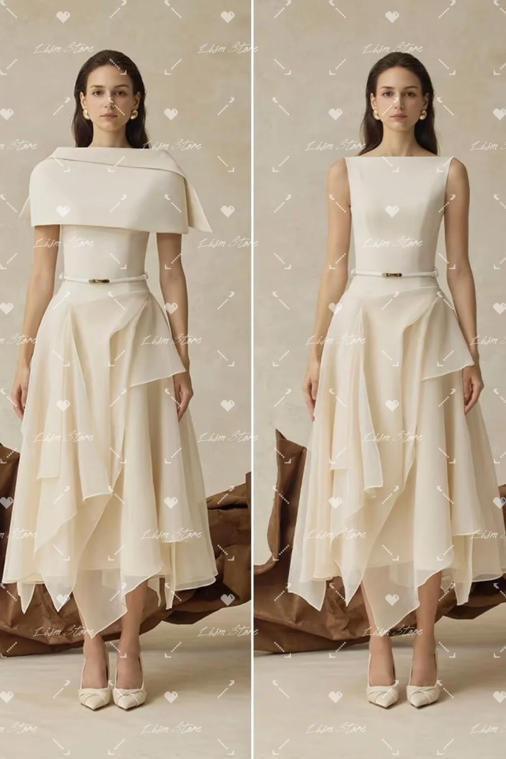 Lism Modern 2026 Women's Exquisite Shawl Slim Irregular Long Dress Two-Piece Set Elegant Spring Autumn Fashion Ladies Outfit