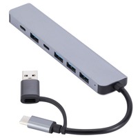 1 To 7 Type-c Expansion Dock Hub Multi Interface Splitter 7-in-1 USB Splitter Grey Multifunctional Type-C Docking Station