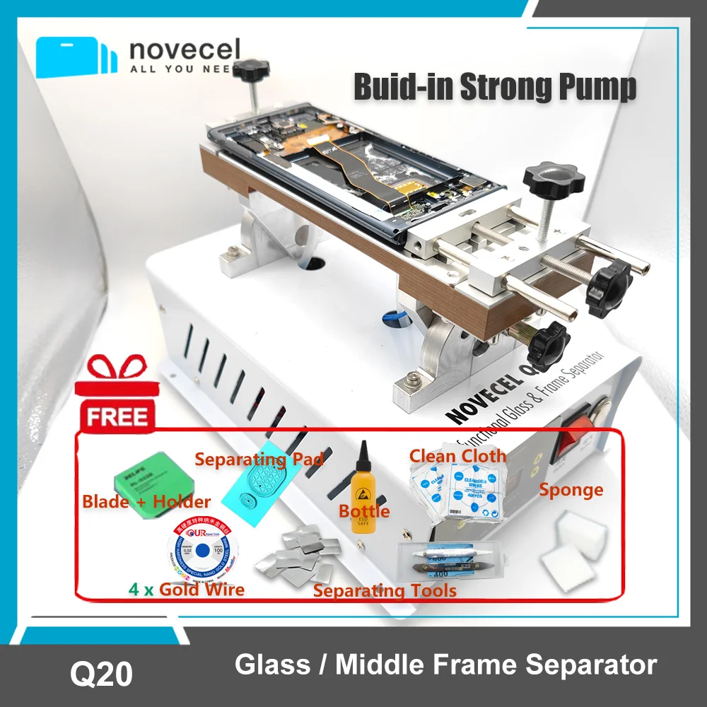 

NOVECEL Q20 Middle Frame Separator Buid-in Strong Pump For Samsung Curved Screen Glass Repair Bezel Frame Removal Tool Kits