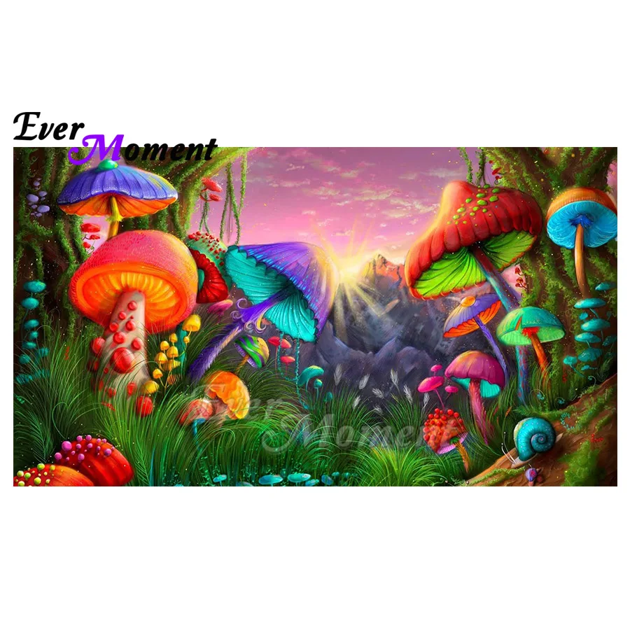 

5D DIY Mushroom Diamond Painting Embroidery Rhinestone AB Diamond Landscape Cross Stitch Painted Home Decor ASF3142