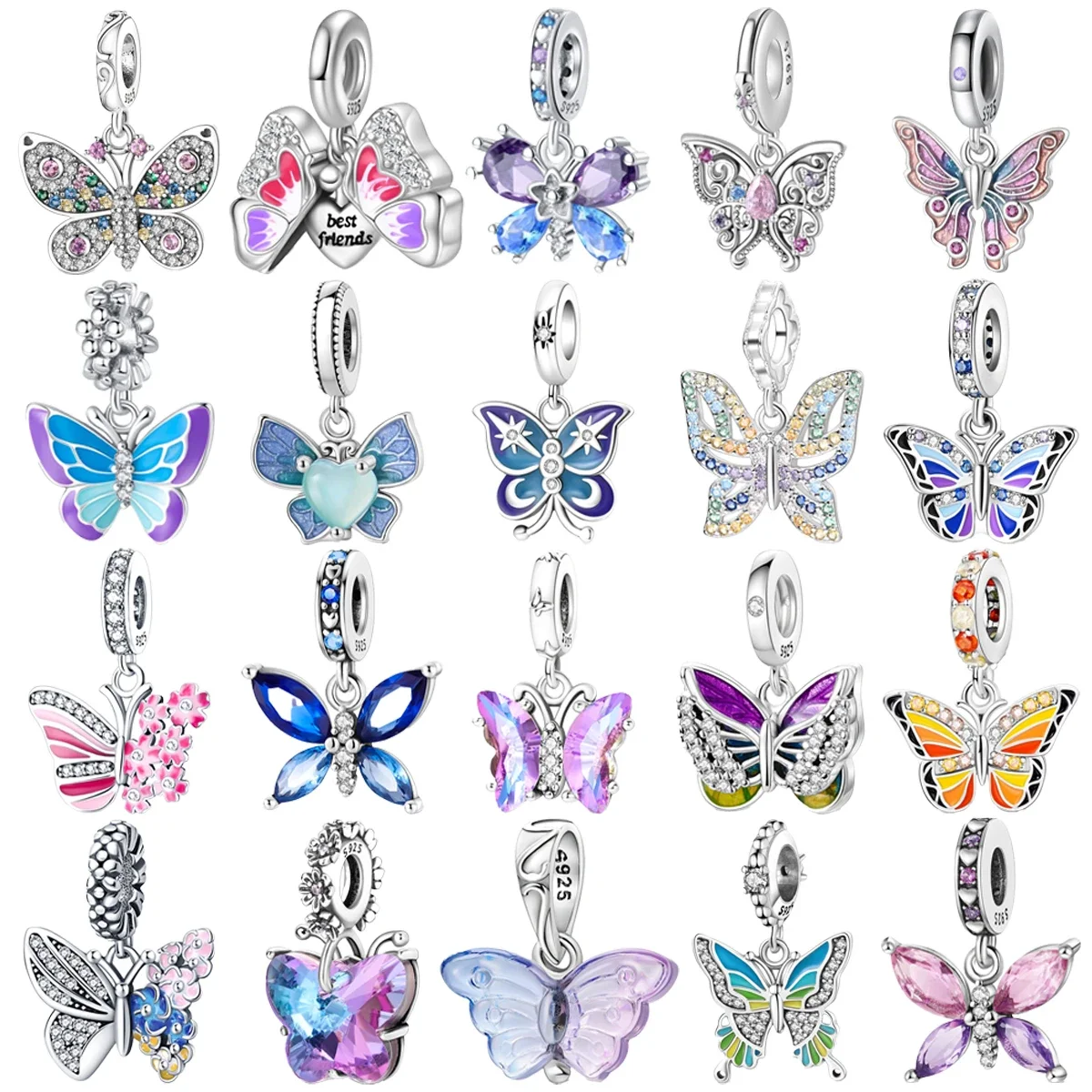 

Original 925 Charms Sterling Silver Phantom Orchid Butterfly Flower Pendant for Pandora DIY Bracelet Ladies Jewellery Gift