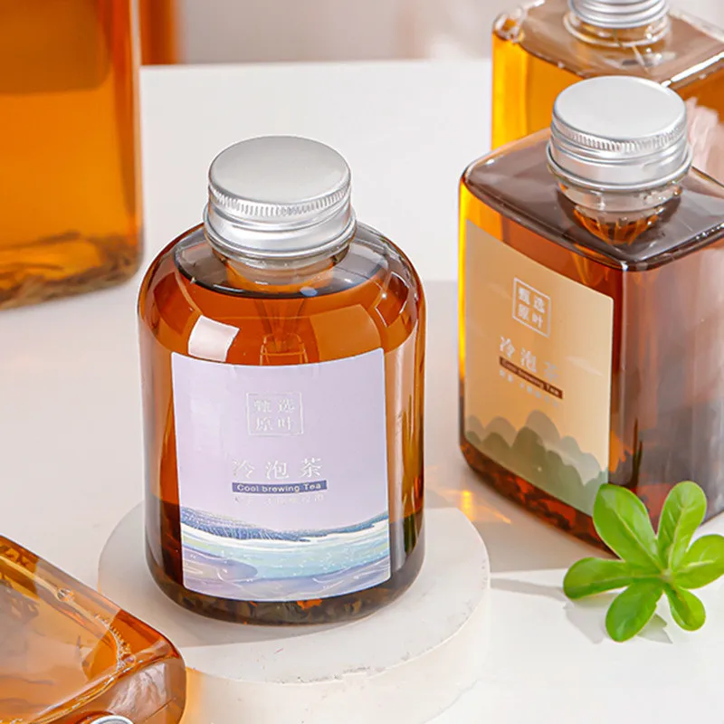 Бутылка-для-сока-400-мл-для-холодного-чая-с-крышкой-прозрачная-пластиковая-бутылка-для-напитков-одноразовая-бутылка-для-молочного-чая-бутылки-для-сока