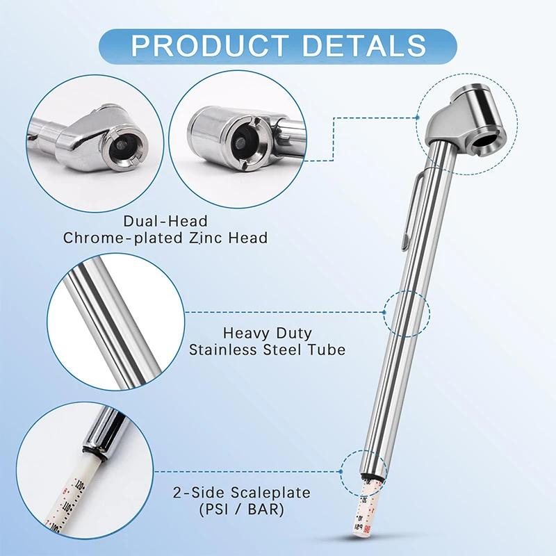 Hochleistungs-Bleistift-Reifendruck messer Auto-LKW-Motorrad-Fahrrad tester Stift 10-10, 5 psi Luft messwerk zeuge für den Notfall