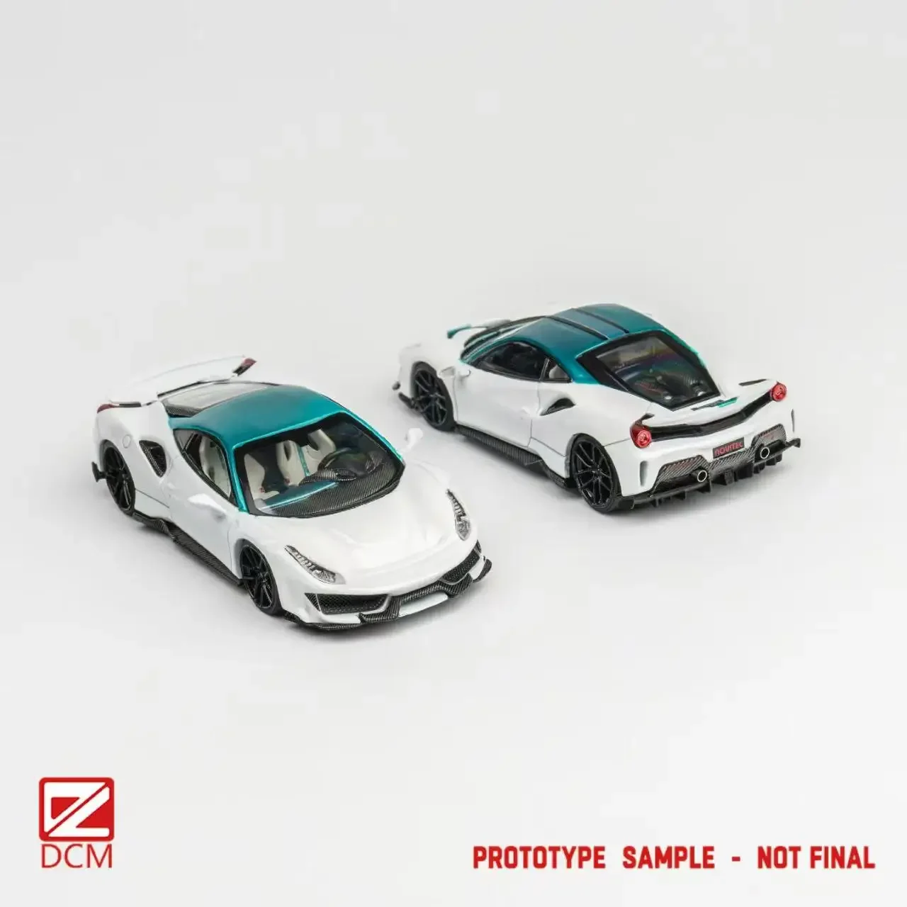 **Pre-order **DCM 1:64 Novitec 488 pista White green top Diecast Model Car