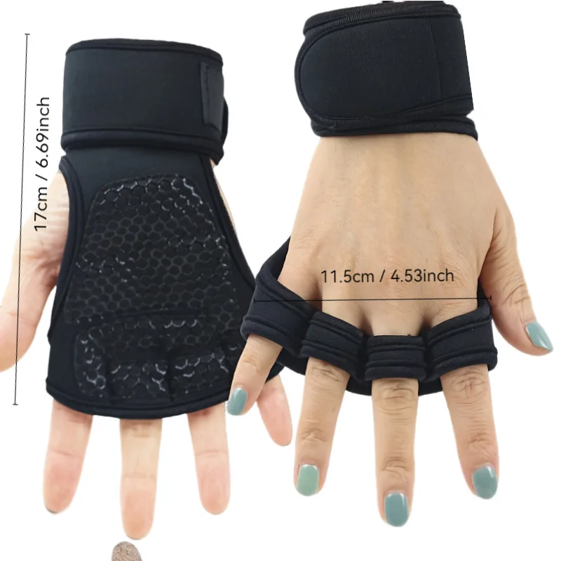Fitness Männer Frauen Handschuhe Gym Gewichtheben Halbe Finger Handgelenk-Schutz Handschuhe Training Hanteln Anti-Keule Anti Slip Handschuhe – Detail 3