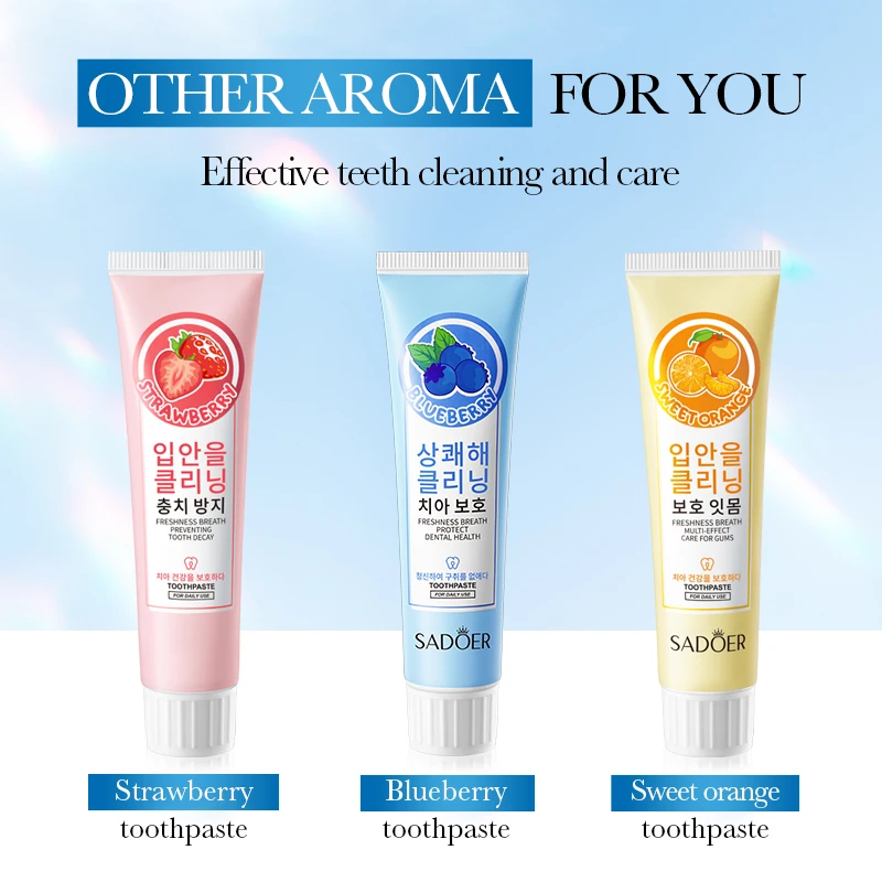 100G SADOER Fresh And Anti-cavitation Toothpaste Cleaning Gums Teeth Care Oral Whitening Flavor Protecting Fruit Teeth P7B4