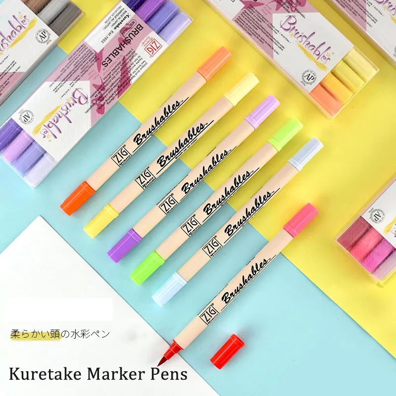 

Kuretake Marker Pens MS-7700 Watercolor Brush Pens Waterproof BRUSHABLES Painting Twin Tip Dark Light Single Piece Japan