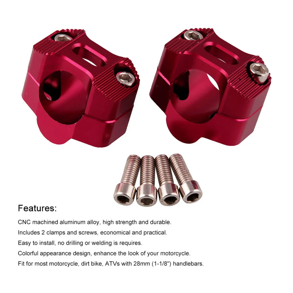 

1Pair Motorcycle Handlebar Risers 28mm Cnc Aluminum Fat Bar Clamps 20mm Height Upgrade Fit Dirt Bikes Atv Handlebar Riser