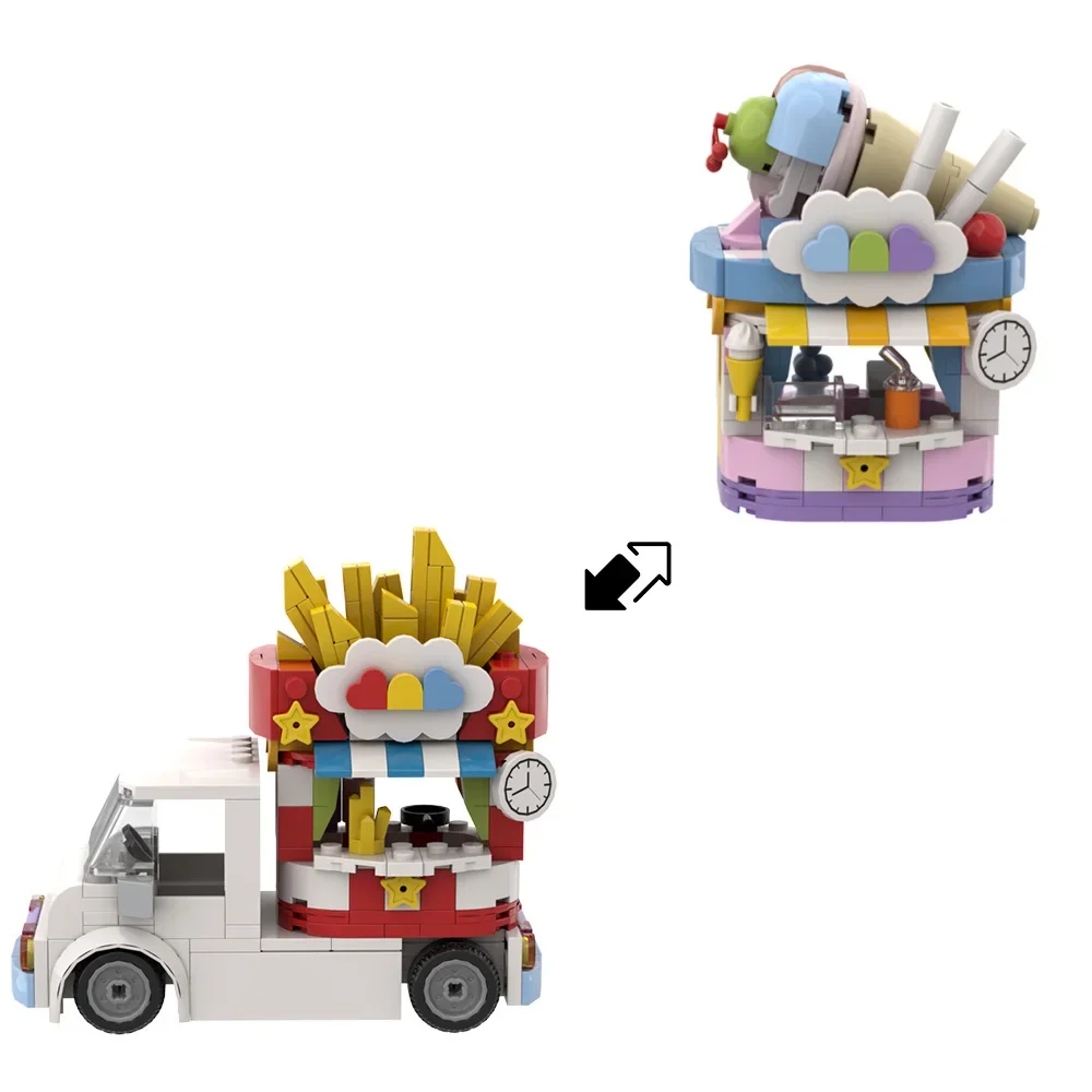 MOC Christmas Ice Cream Burger Cart stallo Model Building Blcoks Christmas Grilling Stand mattoni bevande calde Stand giocattoli regalo di natale