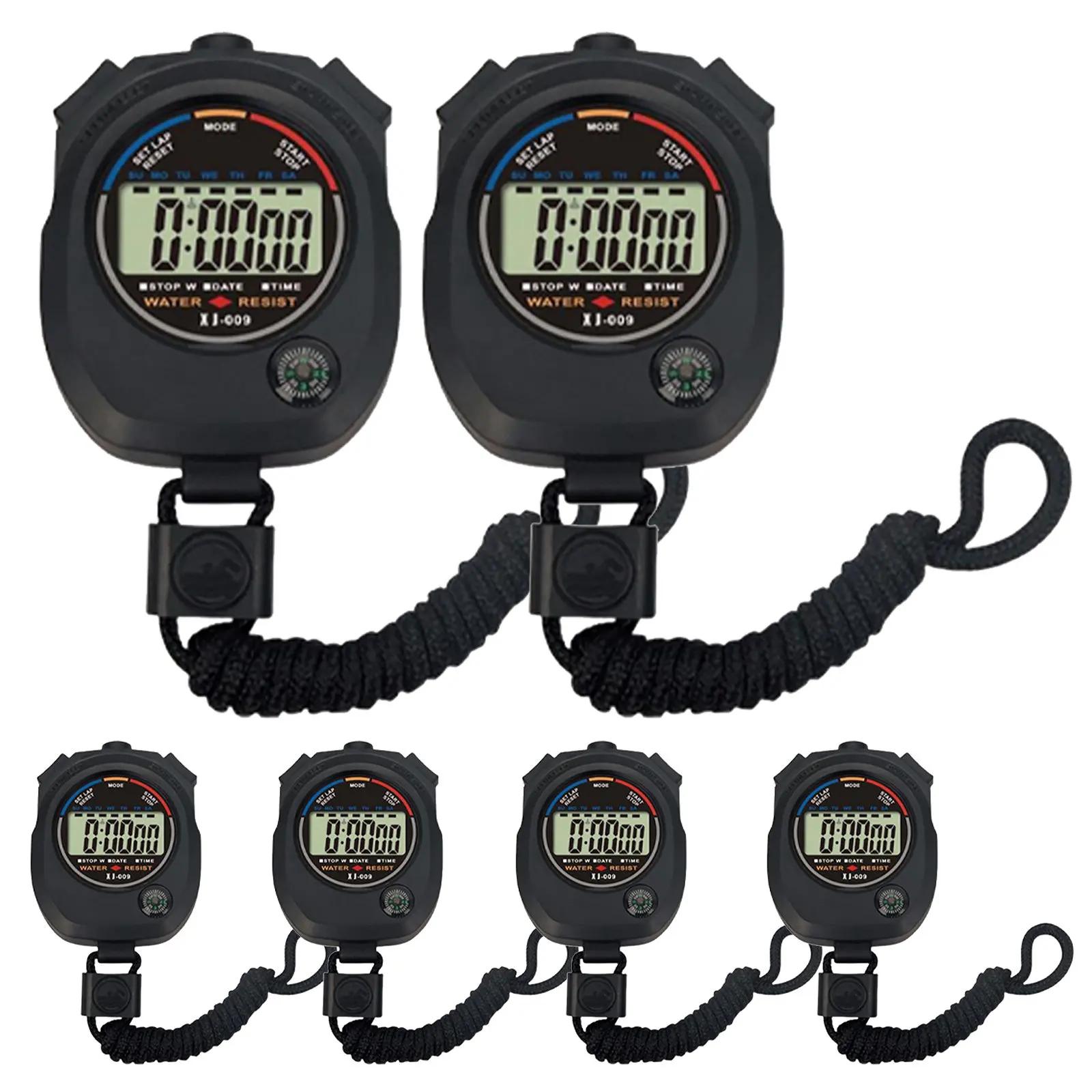 6Pcs Electronic Stopwatch Portable Lightweight Training Timer Match Stopwatch Professional Timer for Referee and Game