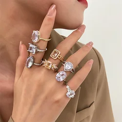 New Fashion Large Zircon Ring 2026 Trending New Index Finger Crystal Rings For Women Jewelry Accessories Gift Anel Bague Anillos