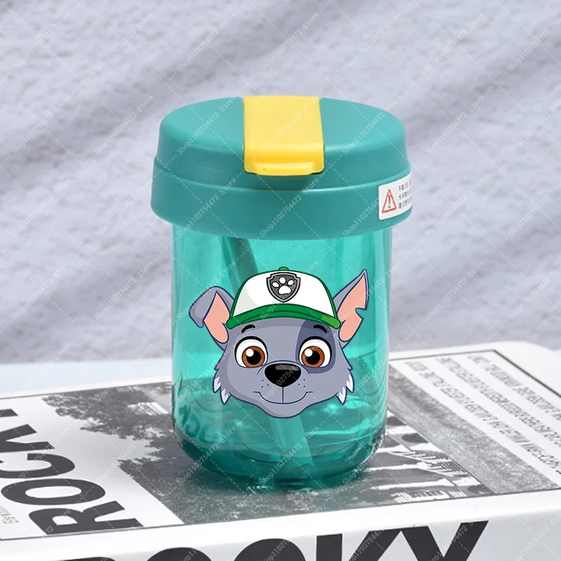 PAW Patrols 어린이 플라스틱 워터 컵 300ML Skye Chase 소년 소녀를위한 차가운 음료 주스 병 귀여운 휴대용 음료 용기 컵