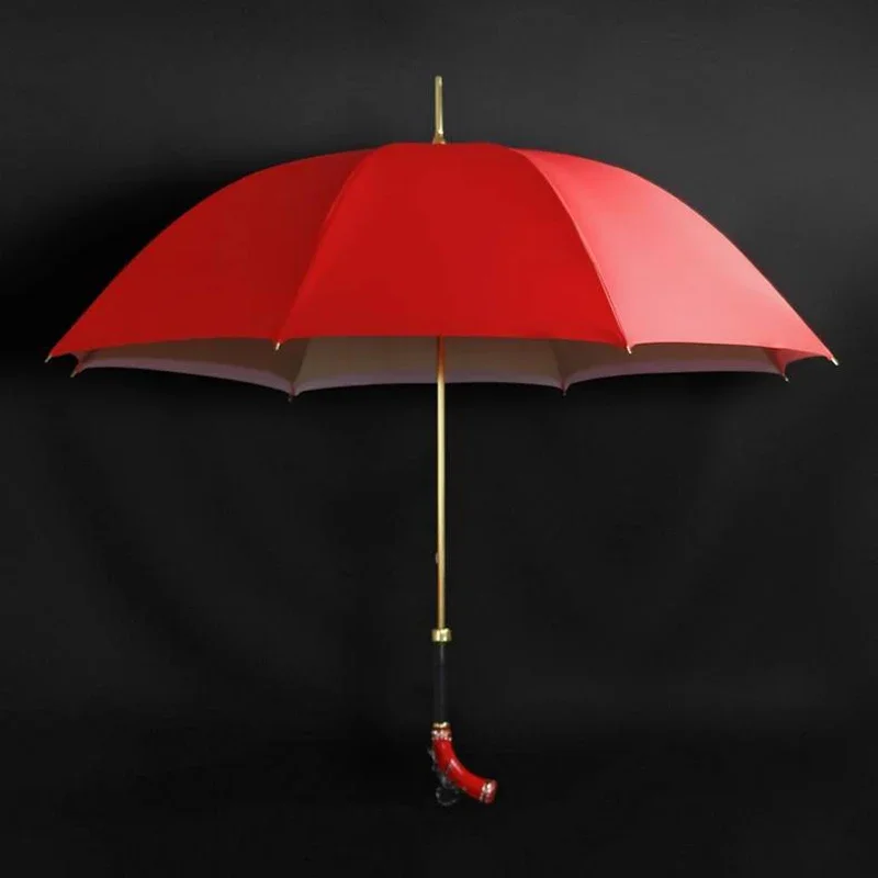 New modern luxury umbrella creative handle red wedding umbrella windproof UV protection business umbrella travel gift