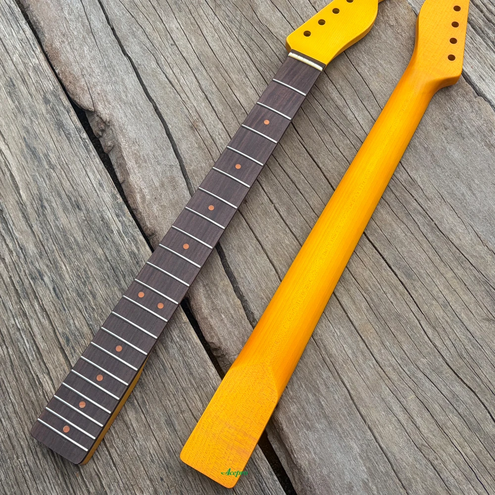 Premium Canadian Maple Quarter Sawn Grain TL Style Electric Guitar Neck Orange Dot Inlays 7.25-9.5